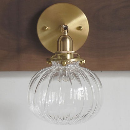 Anemone swirled glass brass wall light sconce