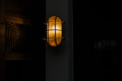Nautilus Oval brass cage outdoor wall light / ceiling Light