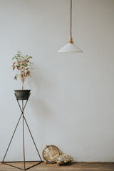 Eden Fluted White Shade With Brass Fitting midcentury Pendant Light