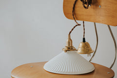 Eden Fluted White Shade With Brass Fitting midcentury Pendant Light
