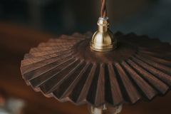 Caffeine fluted walnut wooden shade pendant light