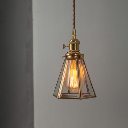 Lanterna brass frame glass pendant light
