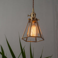 Lanterna brass frame glass pendant light