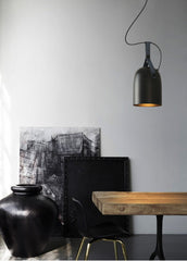 Kemi loft minimalist monochrome pendant light with strap handle