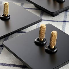 Paddington Knurled Brass And Black Double Light Switch