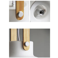 Skandi white milk glass wooden handle pendant light