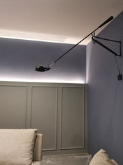 Crescendo Minimalist Line Long Arm Wall Light with wall plug