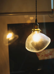 Fluted shell glass midcentury modern pendant light