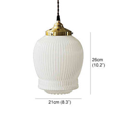 Greta fluted frosted glass mid century modern pendant light