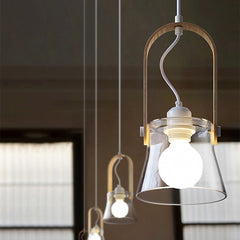 Skandi Clear Glass  Wooden Look Pendant Light