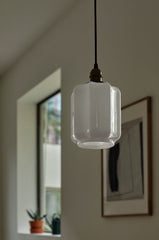 Art Deco Clarice Milk Glass Shade Brass Pendant Light