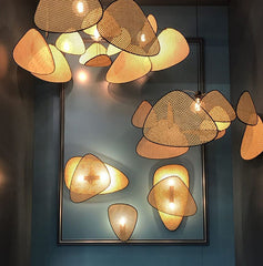 Anjuna Rattan Bamboo Starburst pendant light chandelier