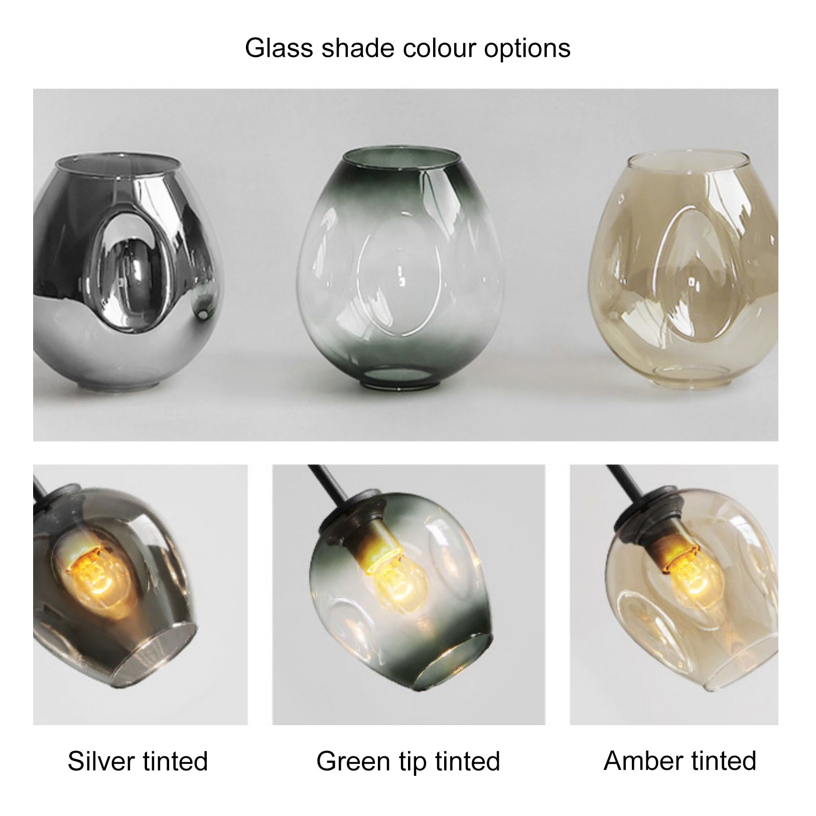 Carmen multi lamp glass pendant light chandelier glass shade colour options