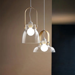 Skandi Clear Glass  Wooden Look Pendant Light