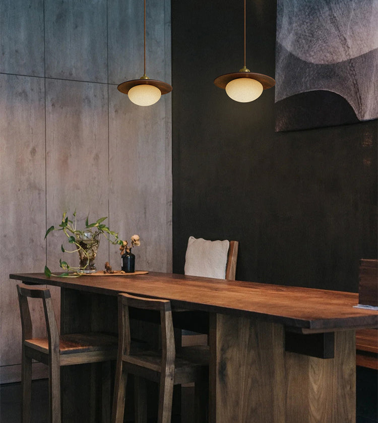 Kato wooden shade japandi pendant light luxurious dining setting