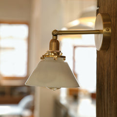 Alabaster White Brass French Country Barn Style Wall Light