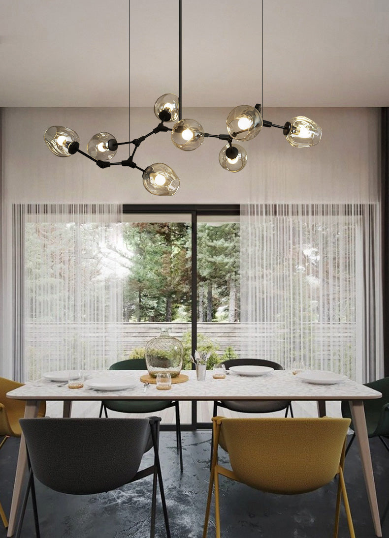 Carmen multi lamp glass pendant light chandelier in luxury dining table setting