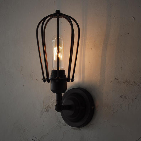 Pear Metal Cage Black Wall Sconce Light