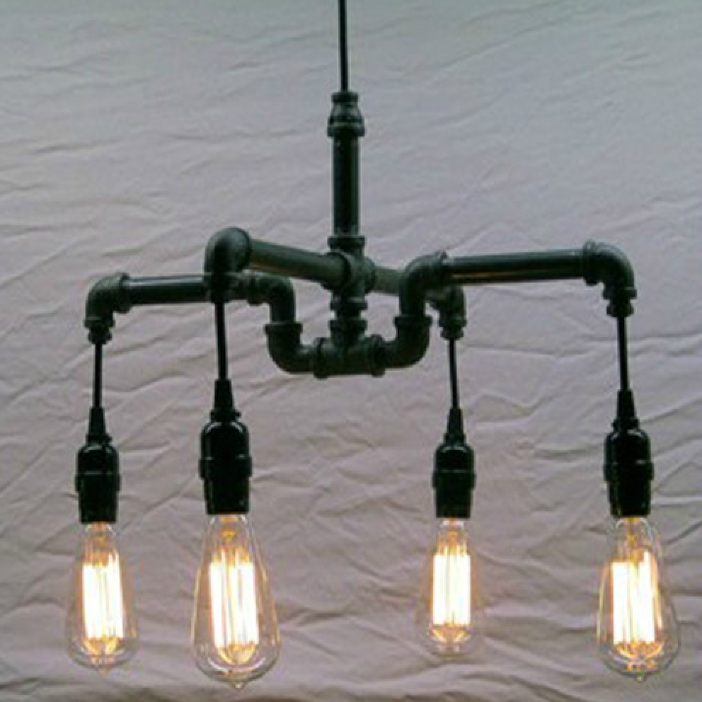 4 head cross water pipe industrial pendant light chandelier