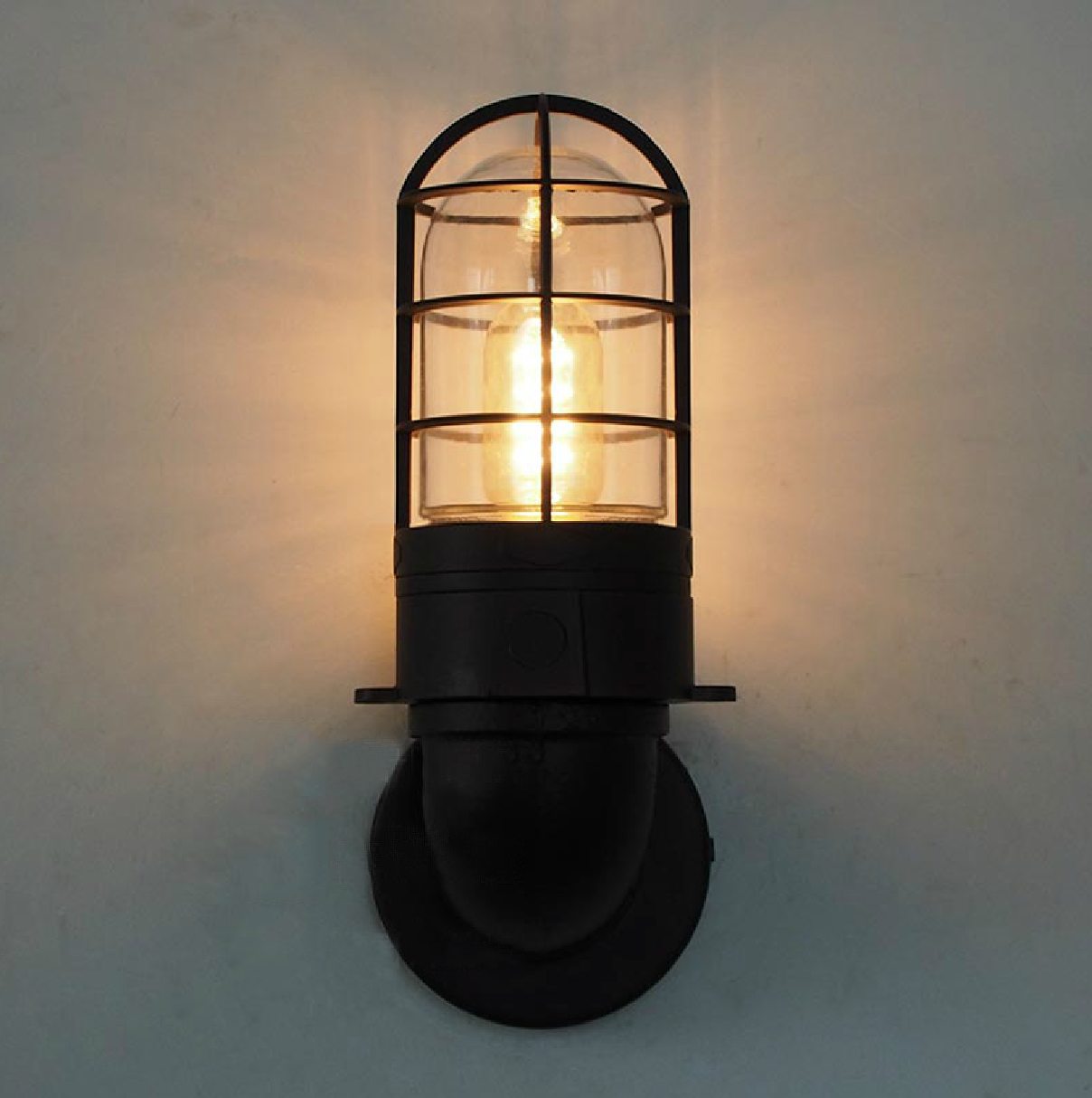 Classic Bunker Industrial Wall Light Sconce Front view