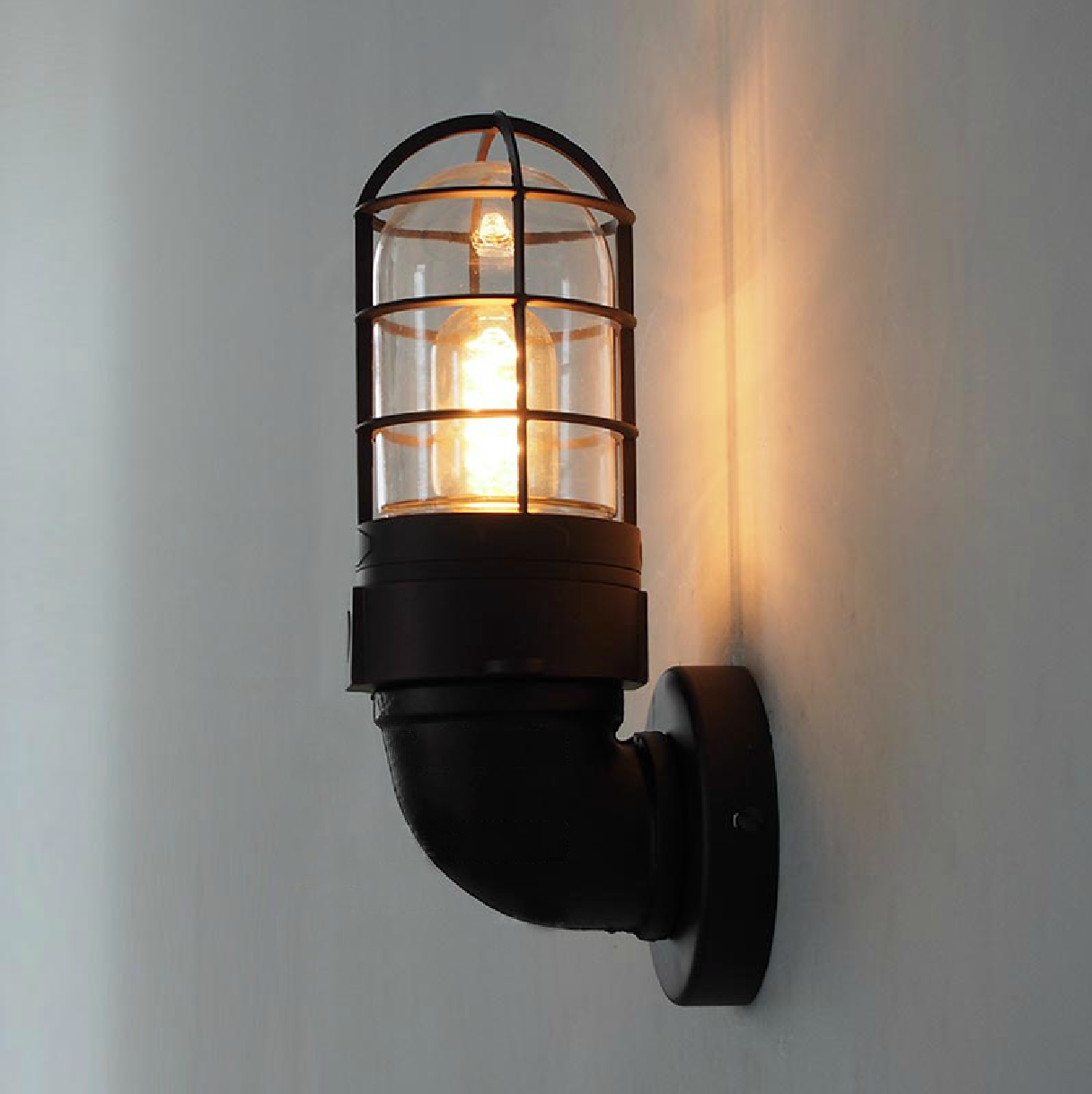 Classic Bunker Industrial Wall Light Sconce Side view