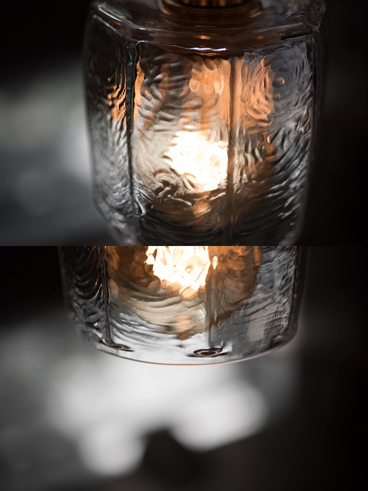 Petunia glass mid century pendant light - model C close up