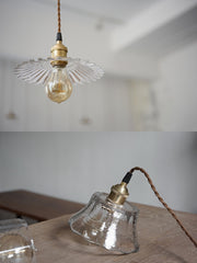 Petunia glass mid century pendant light in use