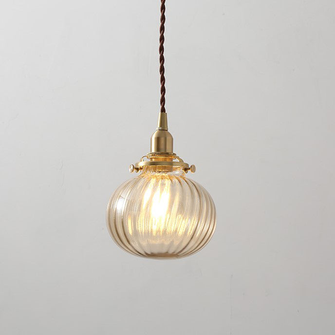 Anemone swirled glass brass pendant Light