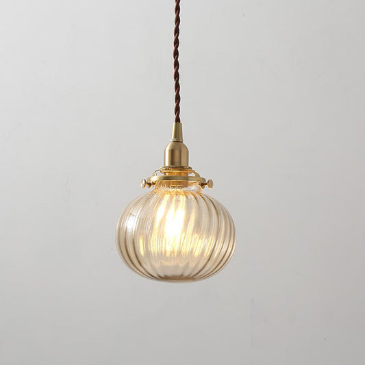 Anemone swirled glass brass pendant Light