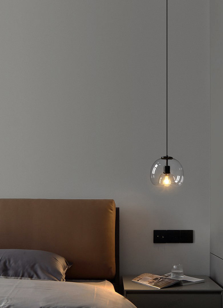 Enzo minimalist curve tinted glass shade pendant light bedroom light