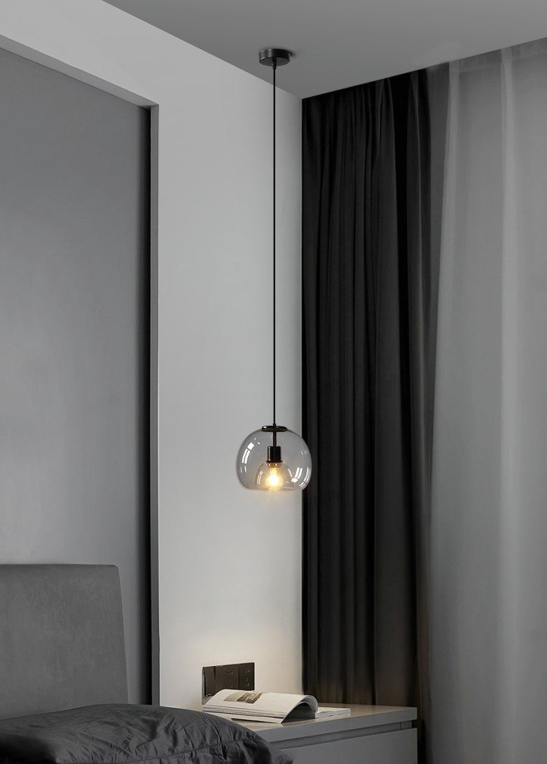 Enzo minimalist curve tinted glass shade pendant light hotel room light
