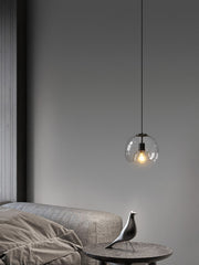 Enzo minimalist curve tinted glass shade pendant light lounge feature light