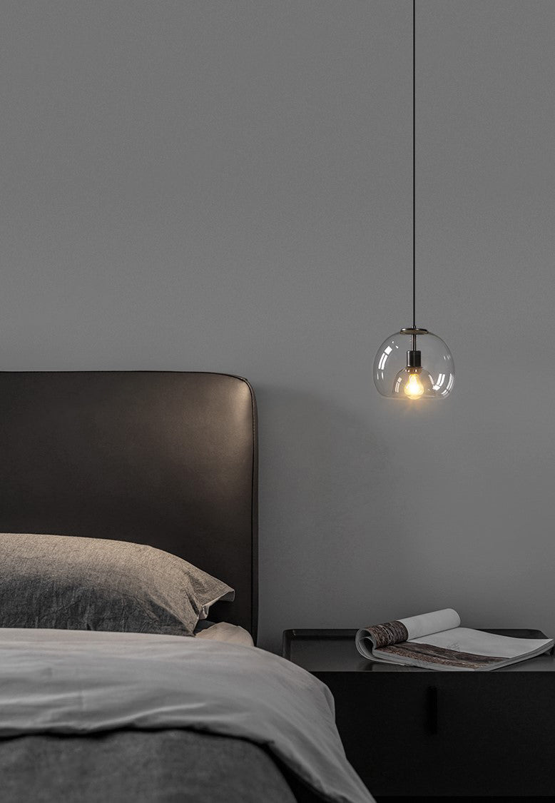 Enzo minimalist curve tinted glass shade pendant light bedside table light