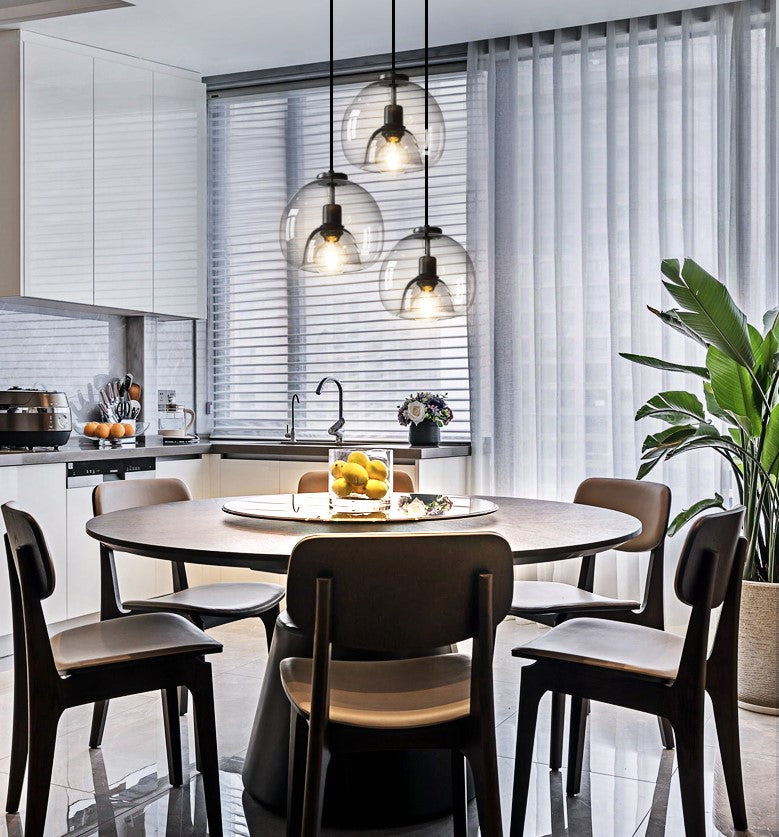Enzo minimalist curve tinted glass shade pendant light modern dining light