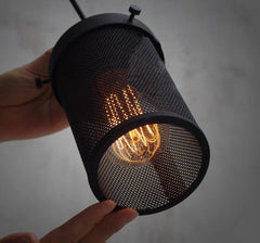 Black Mesh Cylinder Industrial Loft Pendant Light