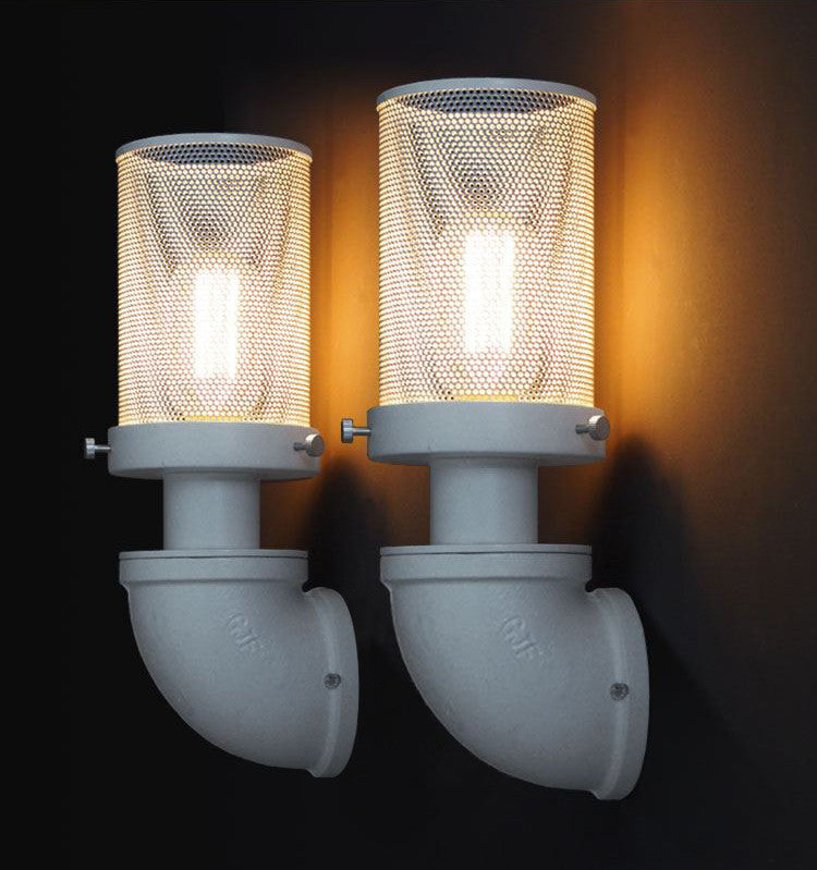 Mesh Iron Pipe Industrial Retro Wall Light Sconce