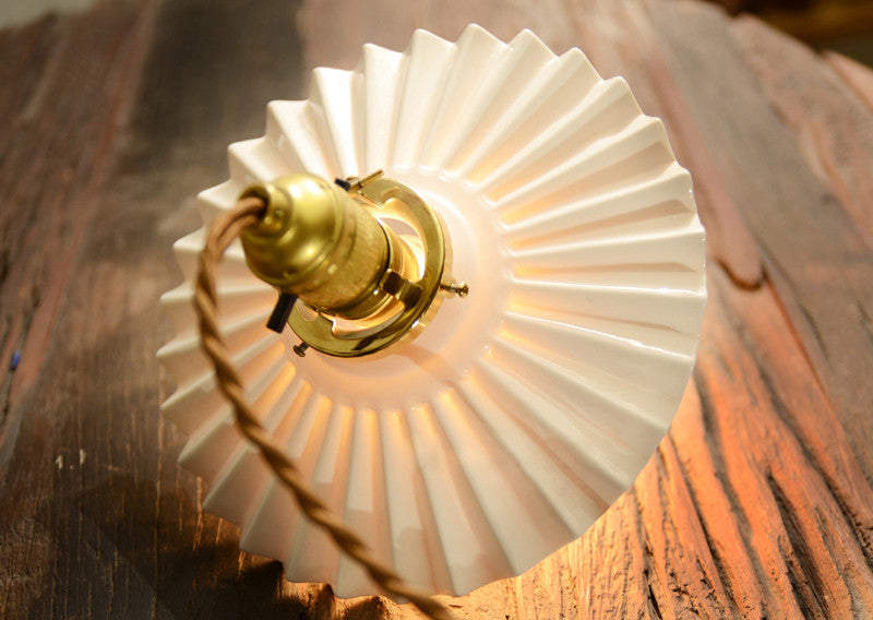 Ceramic Fluted Shade Brass Fitting Pendant Light