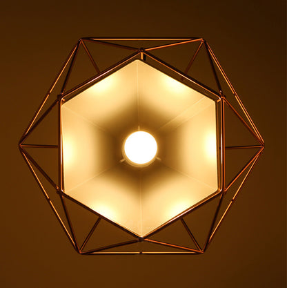 Copper Diamond Wire Cage Pendant Light
