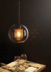 Chiswick Glass Shade Brass Fitting Pendant Light