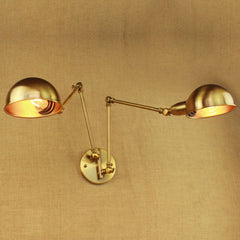 Brass Double Head Shade Industrial Wall Light