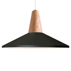 Large Black Minimalist Scandinavian Pendant Ceiling Light Polished Wooden