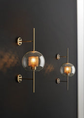 Chiswick Glass Shade Brass Fitting Wall Light