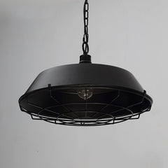 Vintage Industrial Pendant Light With Cage Covering - Black off