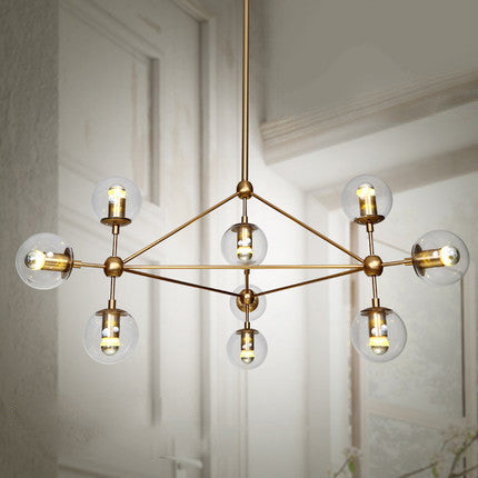 Brushed brass cluster bulb chandelier