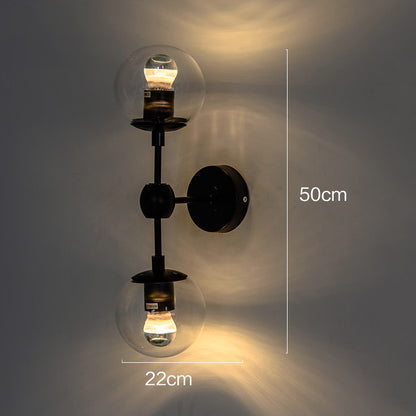 Ritz art deco duo glass orb wall light sconce - measurements