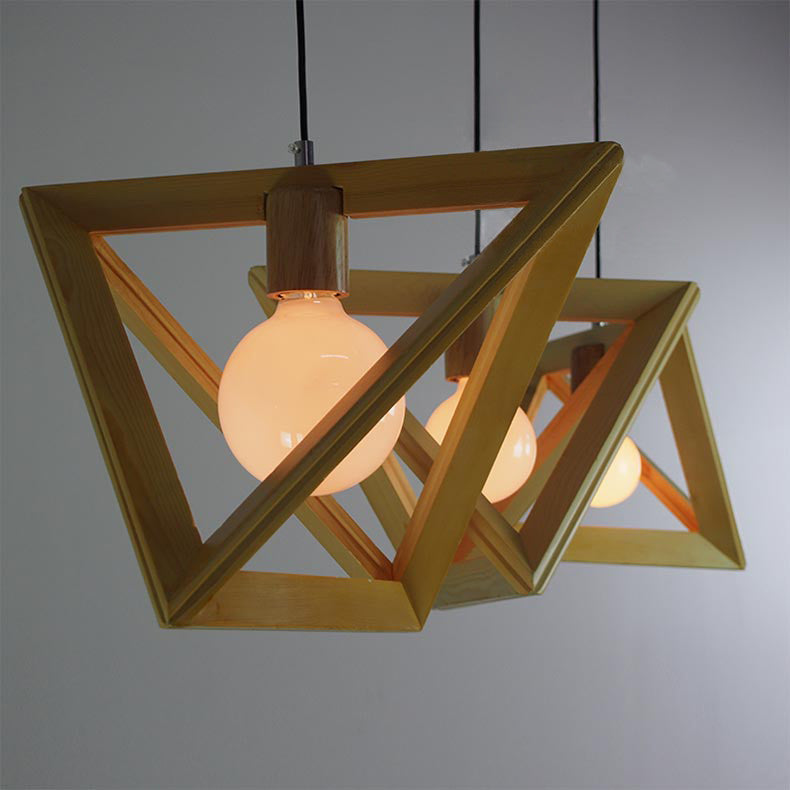 Kaleidoscope Triangle Wooden Pendant Light