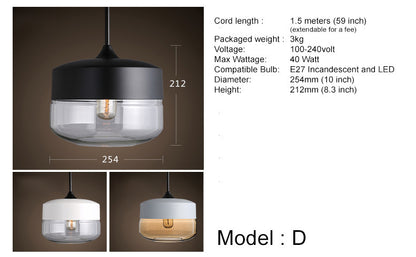 Toledo Minimalist Contemporary Pendant Light model D