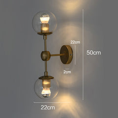 Ritz art deco duo glass orb wall light sconce - measurements