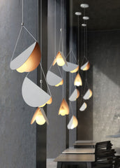 White glider pendant light chandelier studio image