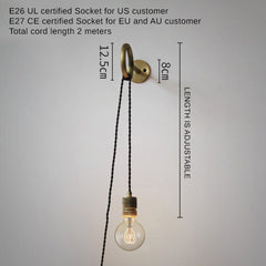 Circus Loop Brass Wall Light With Wall Plug